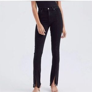 Abercrombie Curve Love Skinny High Rise Jeans Women’s Split Hem Grey/Black